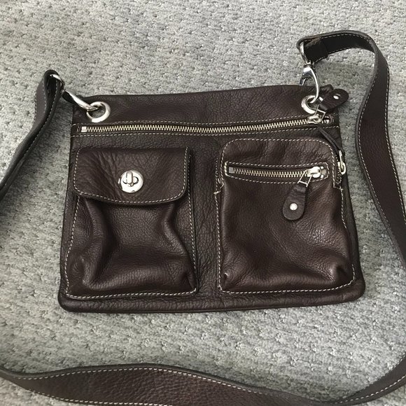 Roots dark brown cross body leather bag - Picture 1 of 2
